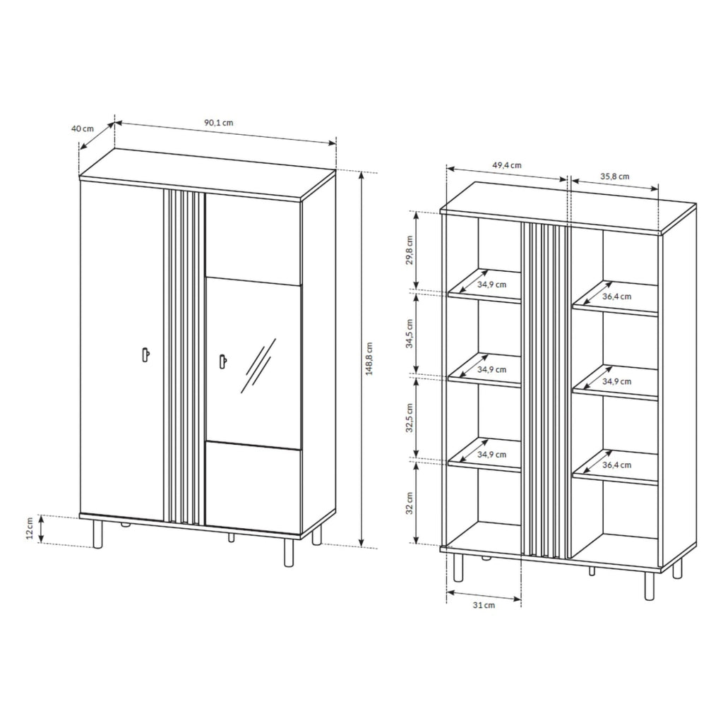 Mobile Espositore Lafasoli, Vetrina 6 Ripiani, 90x40x149h cm Marrone Rovere Nodi