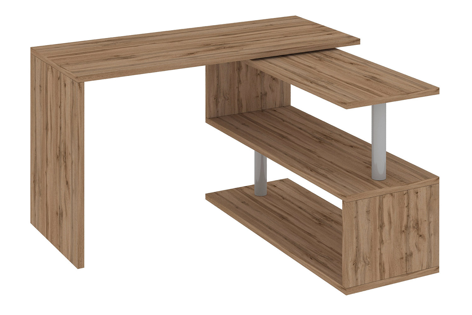 Scrivania con Gamba ad S Girevole 120/65x50x75 cm Volta Quercia Wotan