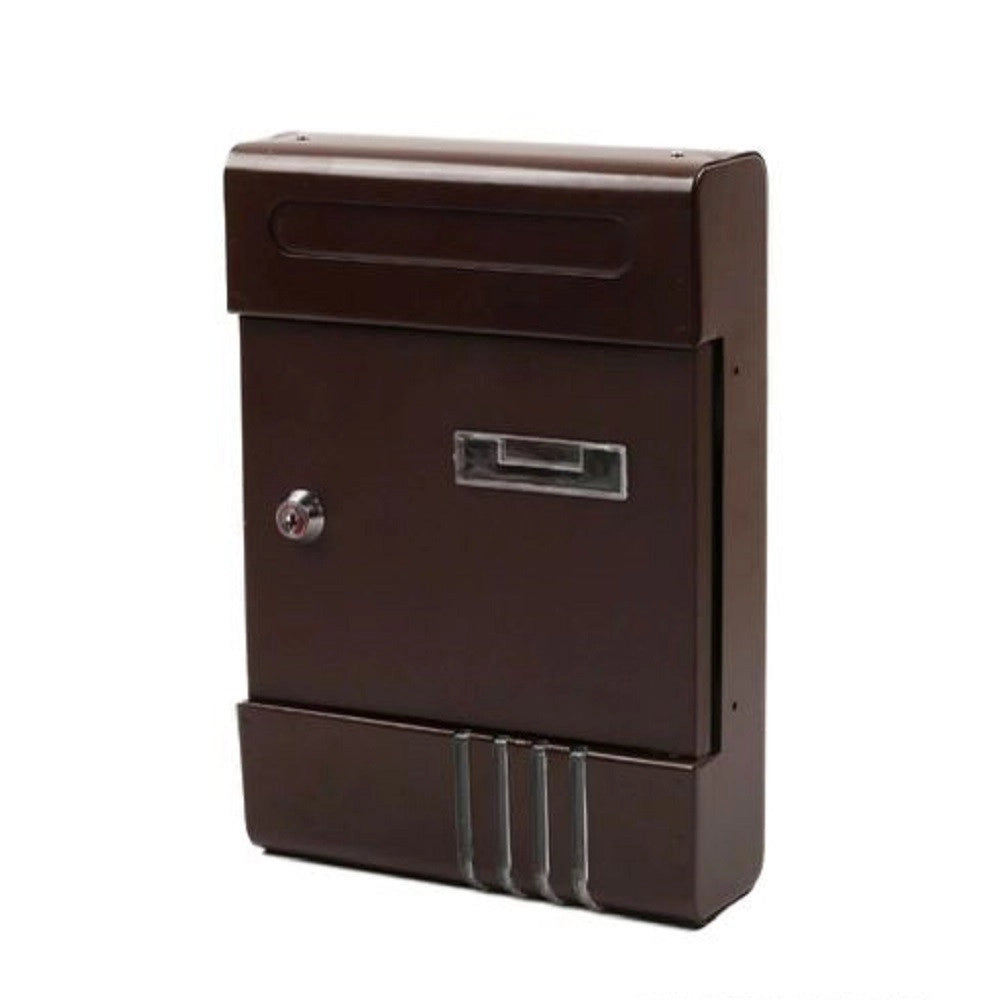 Trade Shop - Cassetta Postale In Metallo Porta Lettere Chiave Buca Posta H2803 Marrone 56852 -