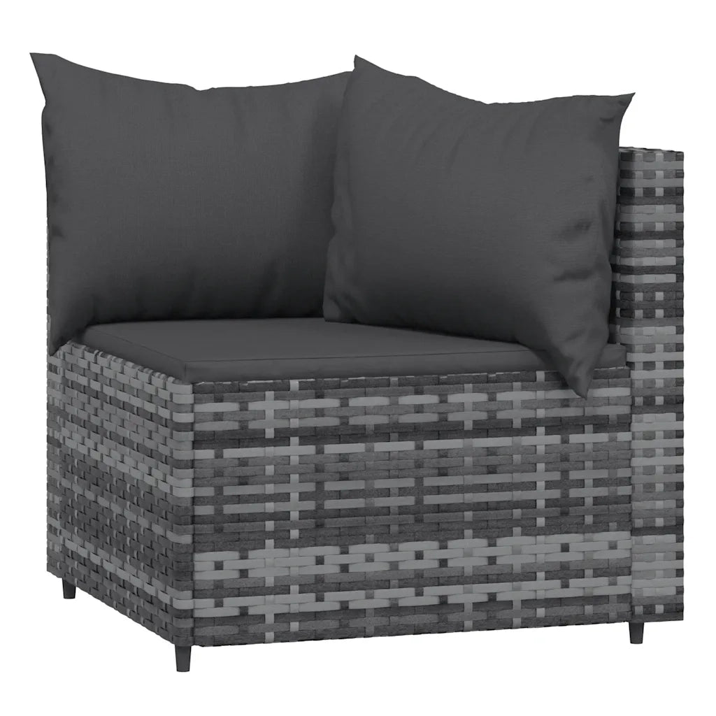 Divani Angolari da Giardino con Cuscini 2pz Polyrattan Grigio 319774