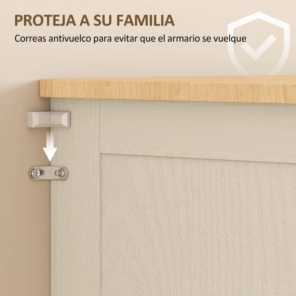 Mobile da Cucina con Ante in Acrilico e Cassetto ¨C Zephmum ¨C 76x40x182,5 cm Crema