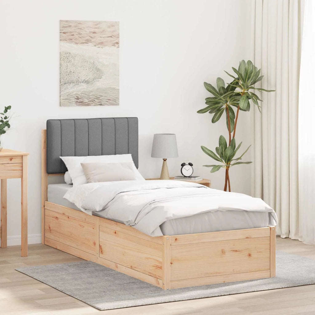 Letto con Testiera Rivestita Grigio chiaro 75 x 190 cm