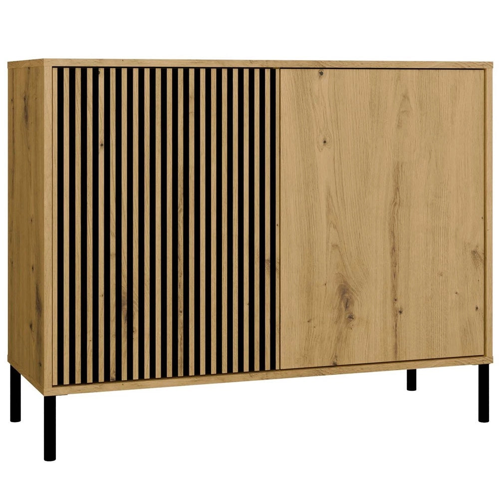 Cassettiera frontale scanalato mobile KAMARO 2d slim / liscio rovere artisan doghe decorative per camera e soggiorno