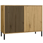 Cassettiera frontale scanalato mobile KAMARO 2d slim / liscio rovere artisan doghe decorative per camera e soggiorno