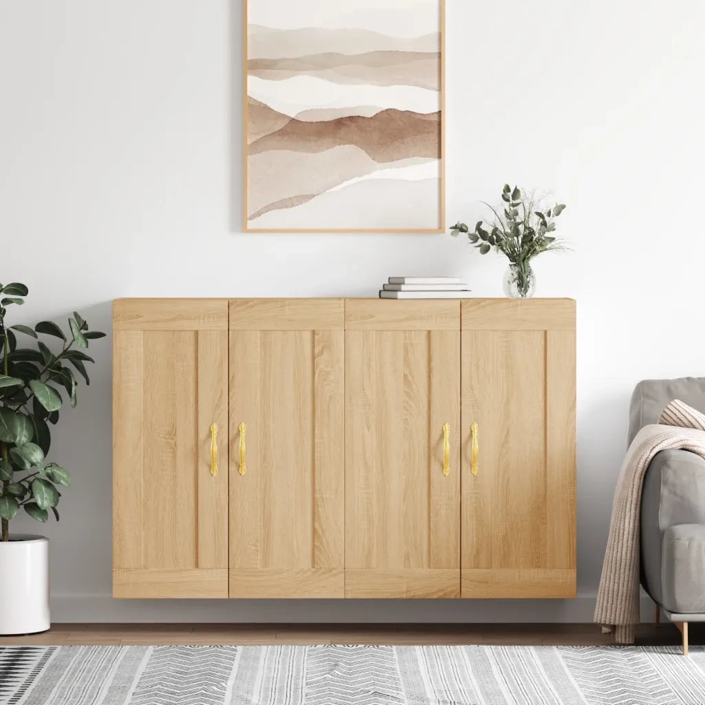 vidaXL Armadietti a Parete 2 pz Rovere Sonoma in Legno Multistrato