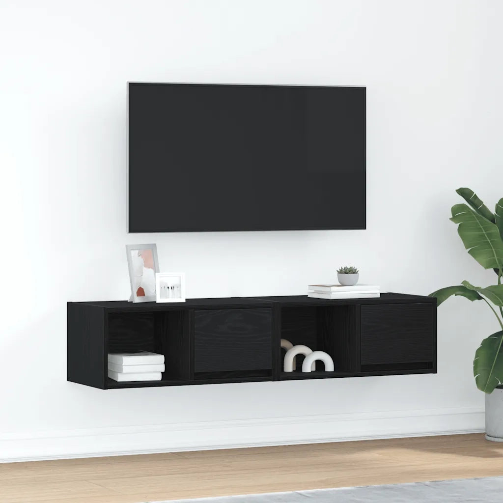 Mobili TV 2 pz Rovere Nero 60x31x25,5 cm in Legno Multistrato 861439
