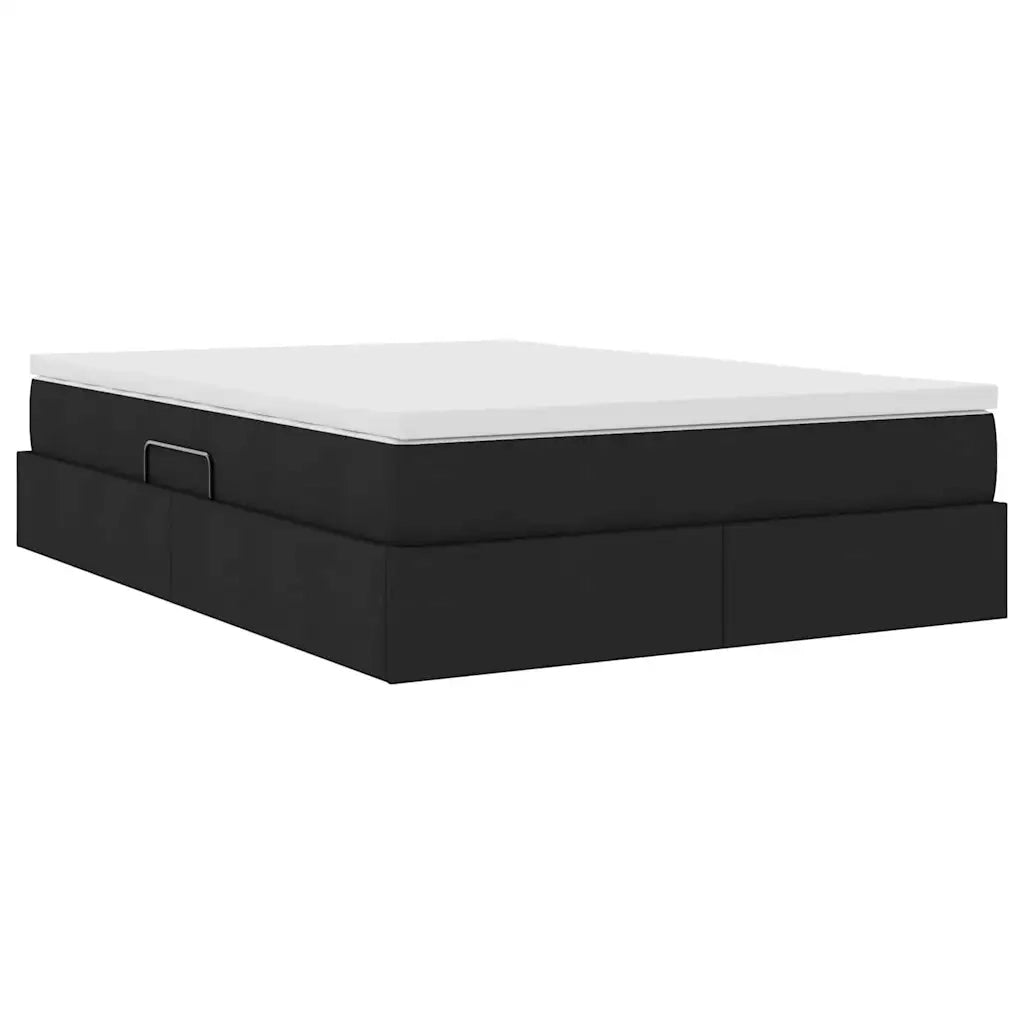 Letto con contenitore e materasso Nero 140 x 190 cm Poliestere