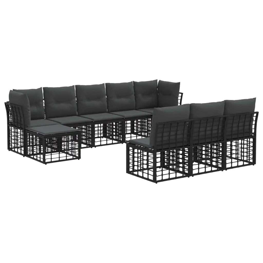 Set di divani da esterno Nero e Grigio scuro Poliestere 3437561