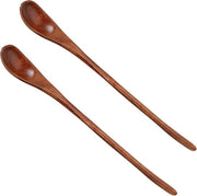 Set di Cucchiai in Teak per Cocktail e Swizzle, Lunghezza 9", con Manico Lungo e Coda per Mescolare, Set da 2