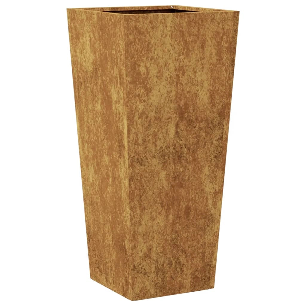 Fioriera rialzata per piante e fiori terrazza giardino 35 x 35 x 75 cm acciaio Corten marrone 02_0037514