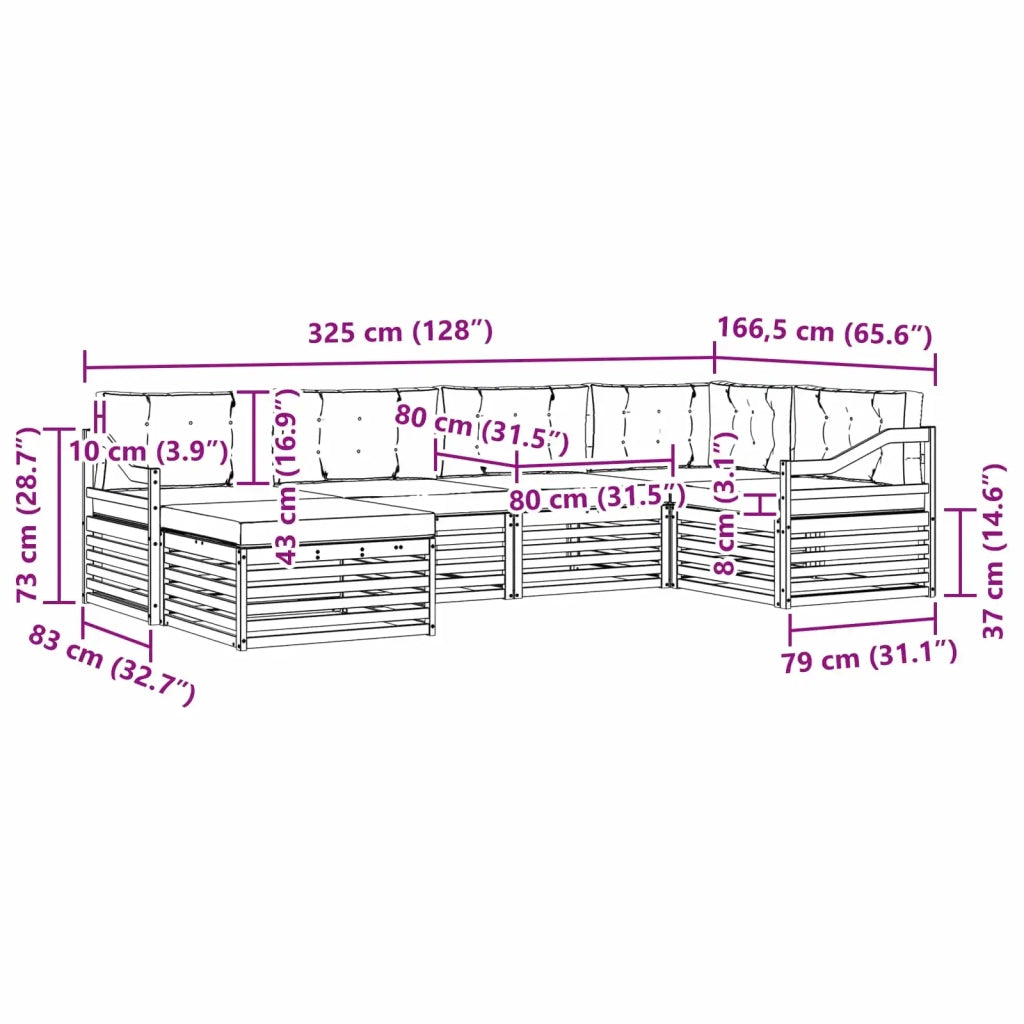 Set di divani da esterno con cuscino 6 pcs Naturale e Crema 3373755