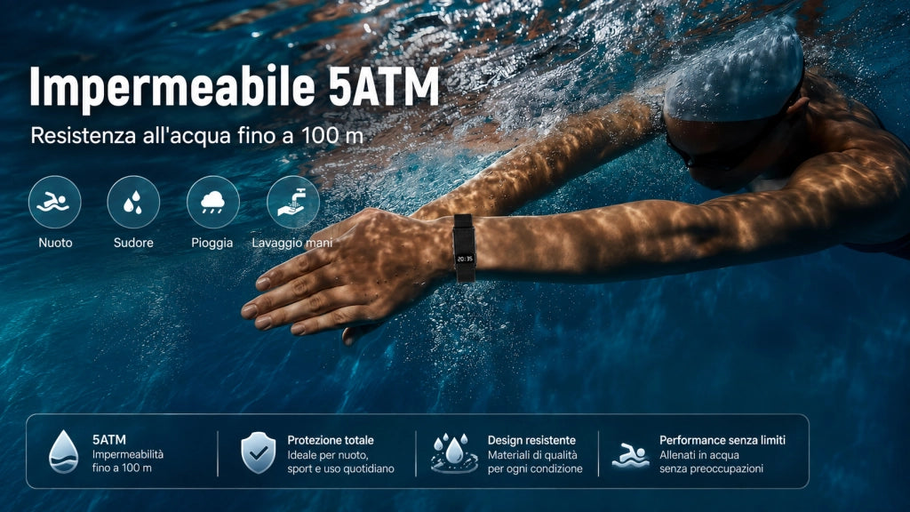 Smartwatch Orologio connesso con display nascosto; monitoraggio 24 ore su 24 della salute: battito cardiaco; HRV; SpO2 e sonno; 2 braccialetti; app gratuita per iOS e Android - nero