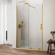 Box doccia frontale KENNA 1 fisso + 1 scorrevole 105 cm (100-105) oro spazzolato vetro trasparente