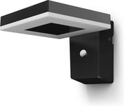 Lampada esterna solare - Ultra efficiente - Luce a LED - Sensore di movimento - Quadrata - 1,3W - 3000K - IP44 - Resistente all'acqua - Energeticamente efficiente - Nero