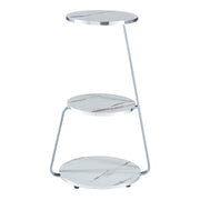 Tavolino laterale a 3 ripiani 74 x 46 x 37 cm marmo bianco/argento 03_0008647