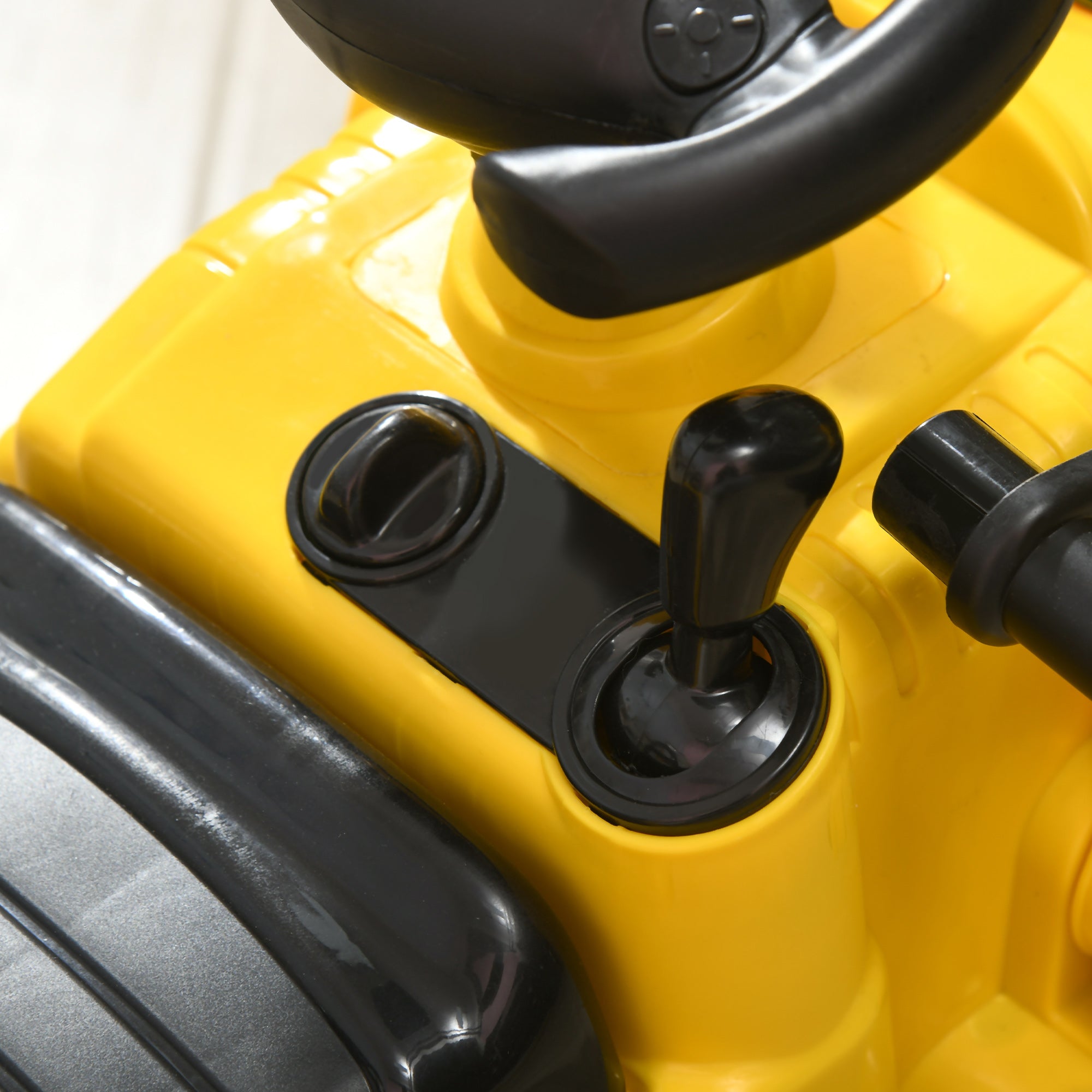 Escavatore Cavalcabile per Bambini 80x26,5x39 cm con Benna e Vano Contenitore in PP e ABS Giallo e Nero