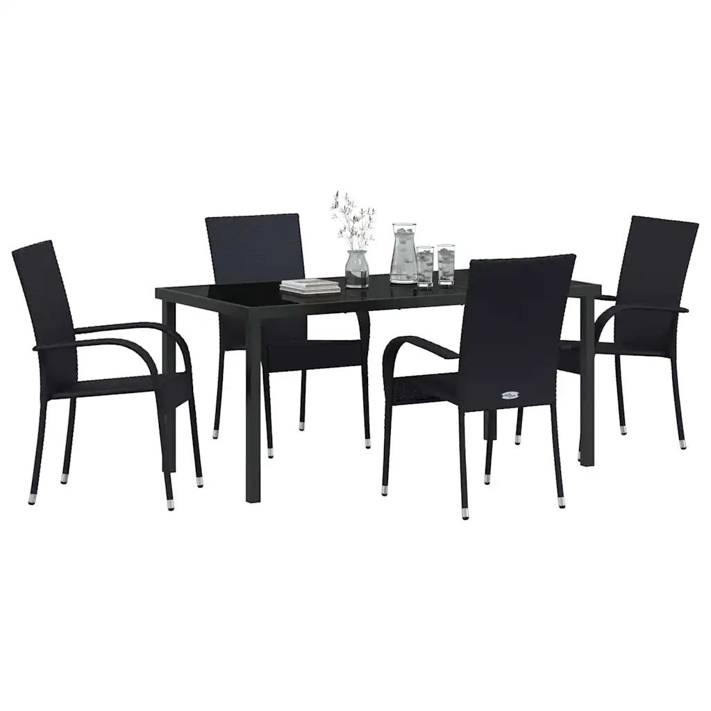 Set da Pranzo per Giardino 5 pcs Nero 3379404
