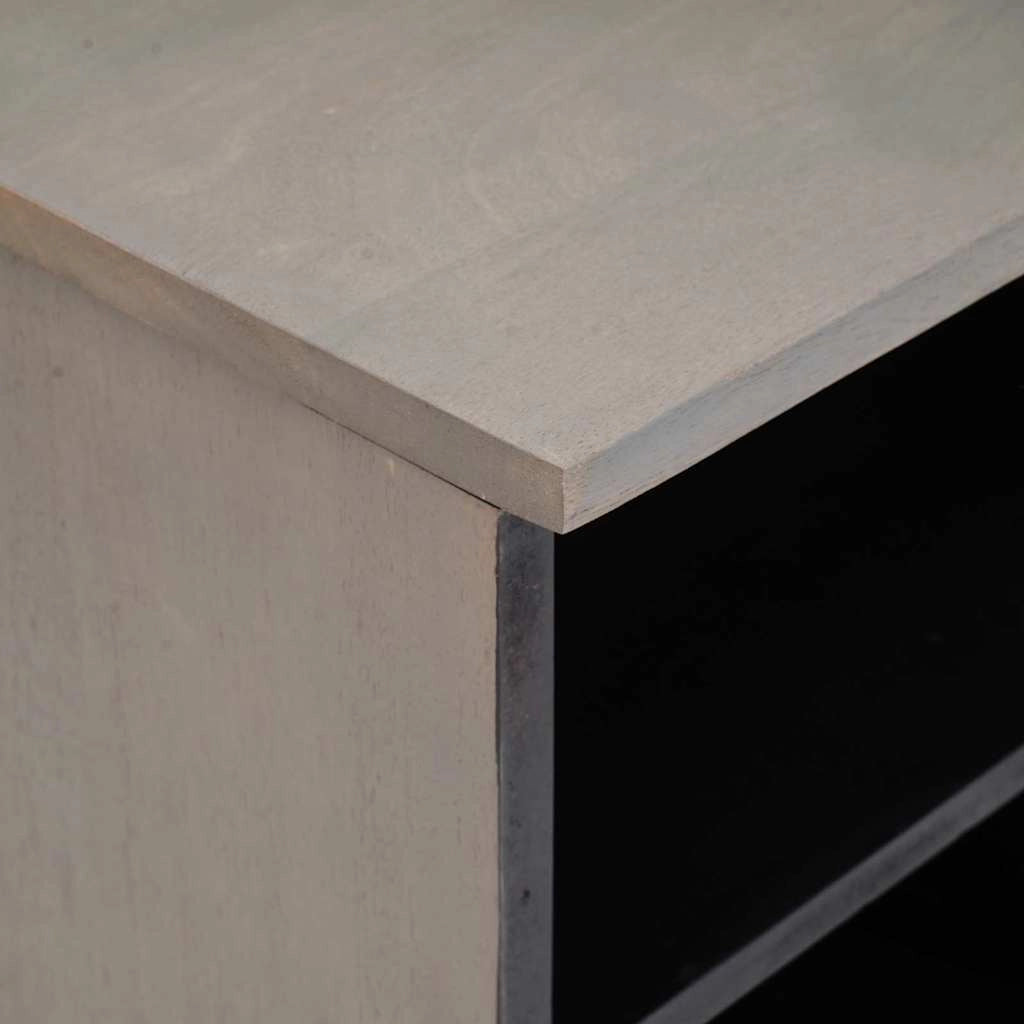 Mobile TV rettangolare moderno con pratico contenitore 100 x 33 x 46 cm legno massello di mango grigio 02_0057884