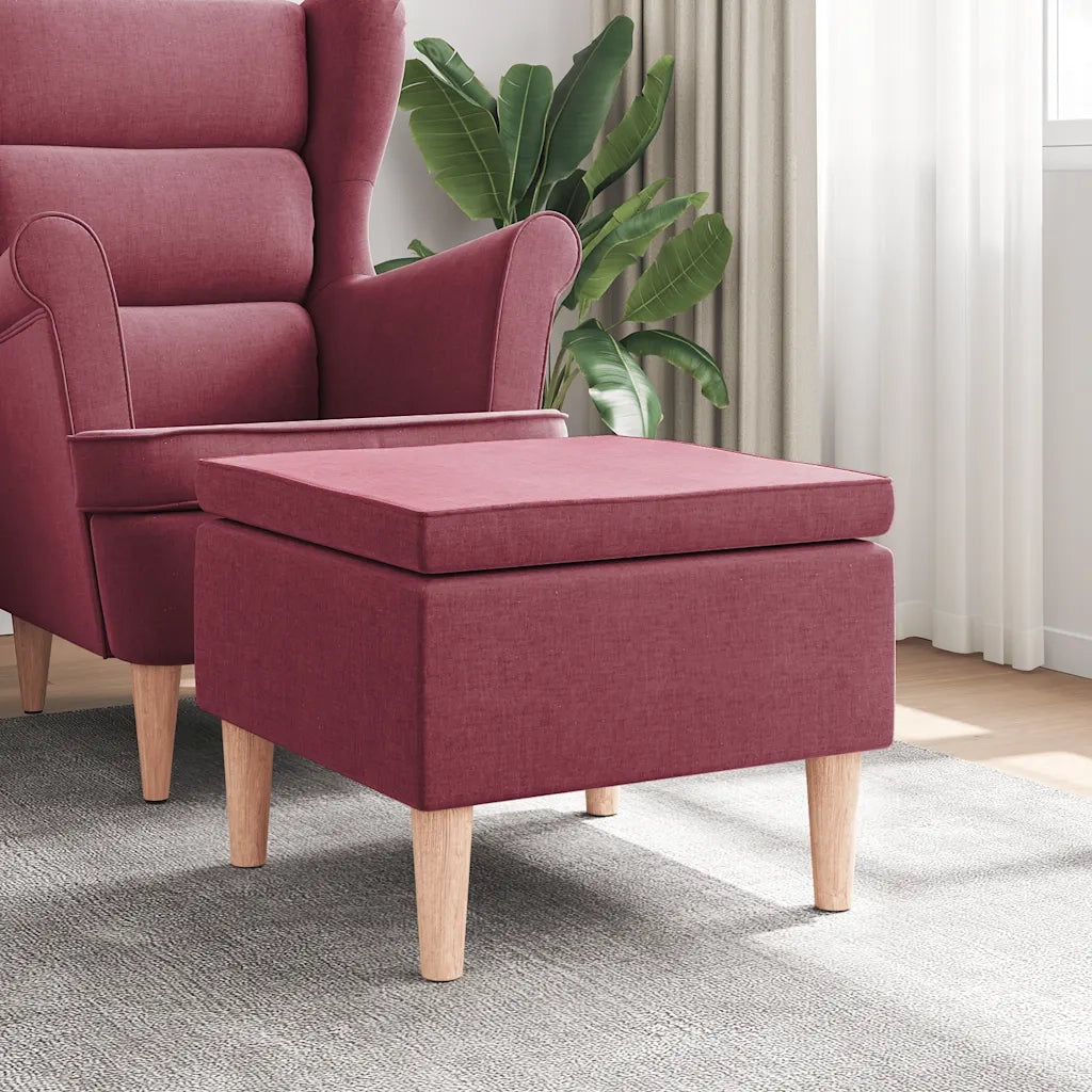 Poggiapiedi con Gambe in Legno Rosso Vino in Tessuto cod mxl 46505