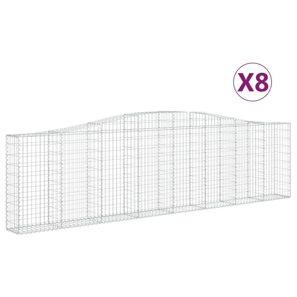 Set di 8 gabbioni ad arco per recinzione gabbia o muro di contenimento 400 x 30 x 100/120 cm ferro zincato argento 02_0041204