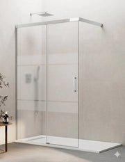 Porta doccia scorrevole 1+1 THALASSA (BASIC) walk-in 110 cm Profilo Cromo vetro serigrafato