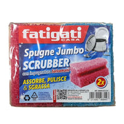 SPUGNE JUMBO SCRUBBER CON IMPUGNATURA SALVAMANI ASSORBE, PULISCE E SGRASSA 2 PZ OK