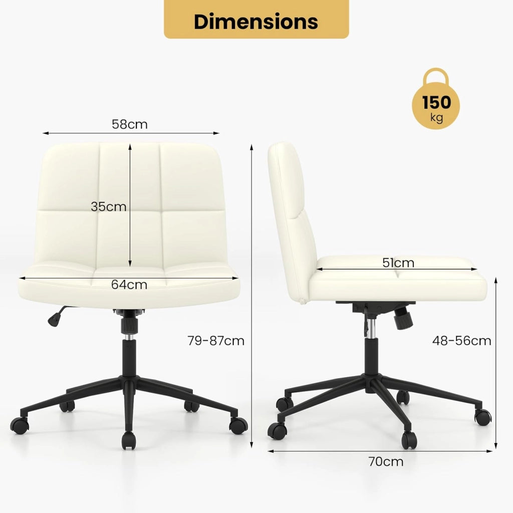 Sedia da ufficio con ruote, sedia girevole rivestita, 70 x 70 x 79-87 cm, altezza regolabile e sollevamento a gas, meccanismo di bilanciamento, per ufficio, soggiorno