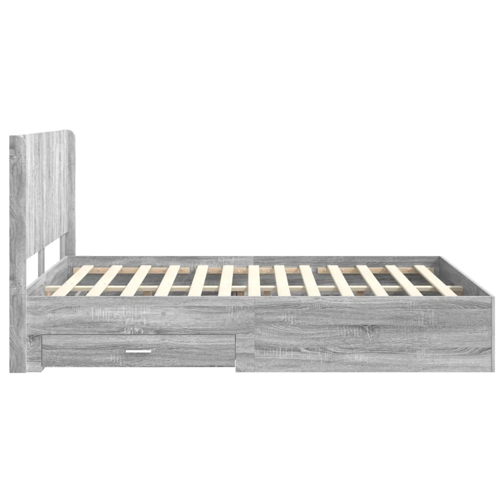 Struttura del letto con stoccaggio e testata Sonoma grigio 3414114