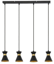 Lampada a sospensione nera oro 4 faretti E14 Breda