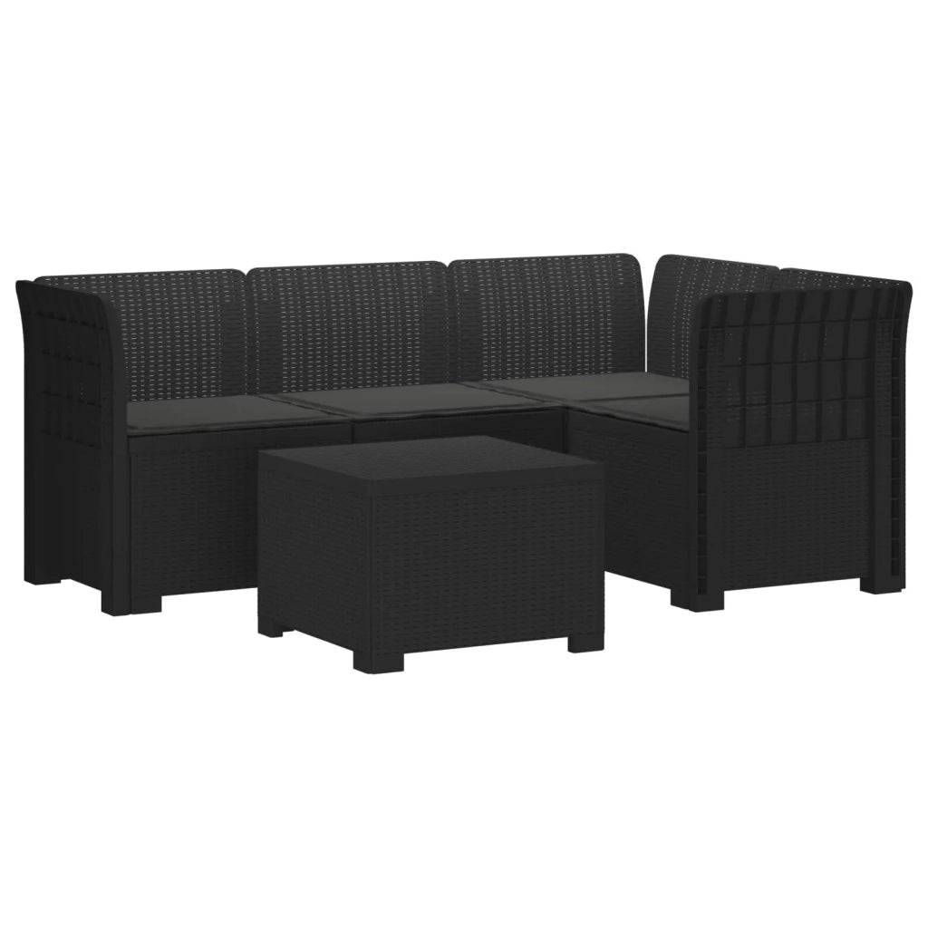 Divano da giardino 4 posti con cuscini aspetto rattan PP 3443999