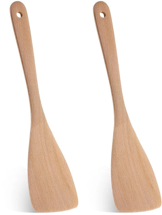 Spazzole in legno - Cucchiaio di legno - Ideale per padelle - Spazzole in legno a colori - Accessori da cucina - 2 pezzi - Adatto per la cottura