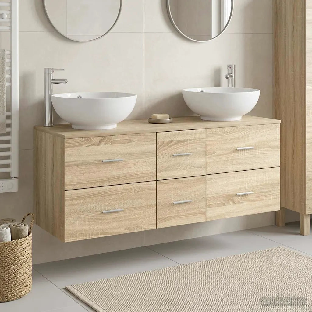 Set di mobili per il bagno 3 pz Rovere Sonoma 3405909
