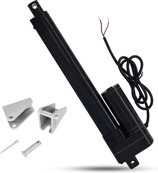 Attuatore lineare a corrente continua 12 V - 200 mm di corsa - 3000 N di forza - IP65 - 5 mm/s di velocità - Montaggio con supporti per porta a scomparsa - Apriporte lineare - Automazione domestica