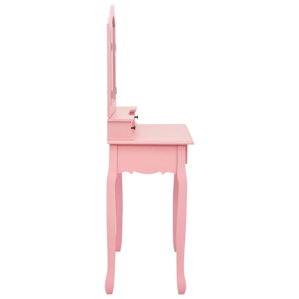 Tavolo da Trucco con Sgabello Rosa 80x69x141 cm Legno Paulownia cod mxl 68812