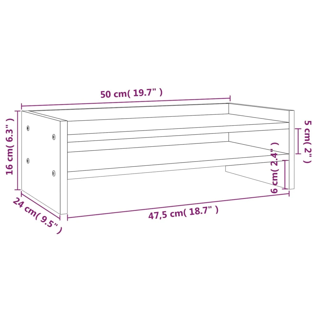 Supporto per monitor 50 x 24 x 16 cm in legno massello di pino grigio 02_0004466