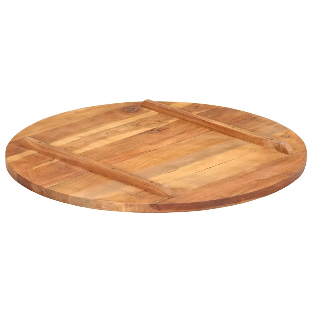 Piano Tavolo in Legno Massello di Acacia Rotondo 25-27 mm 80 cm 285976