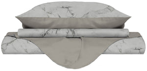 Copripiumino Matrimonale con Federe Stampato in Microfibra Marble