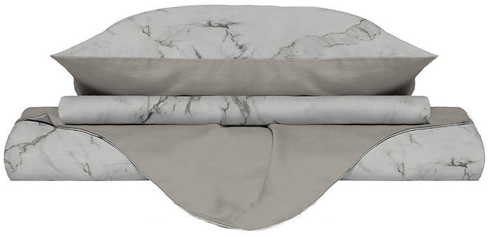 Copripiumino Matrimonale con Federe Stampato in Microfibra Marble