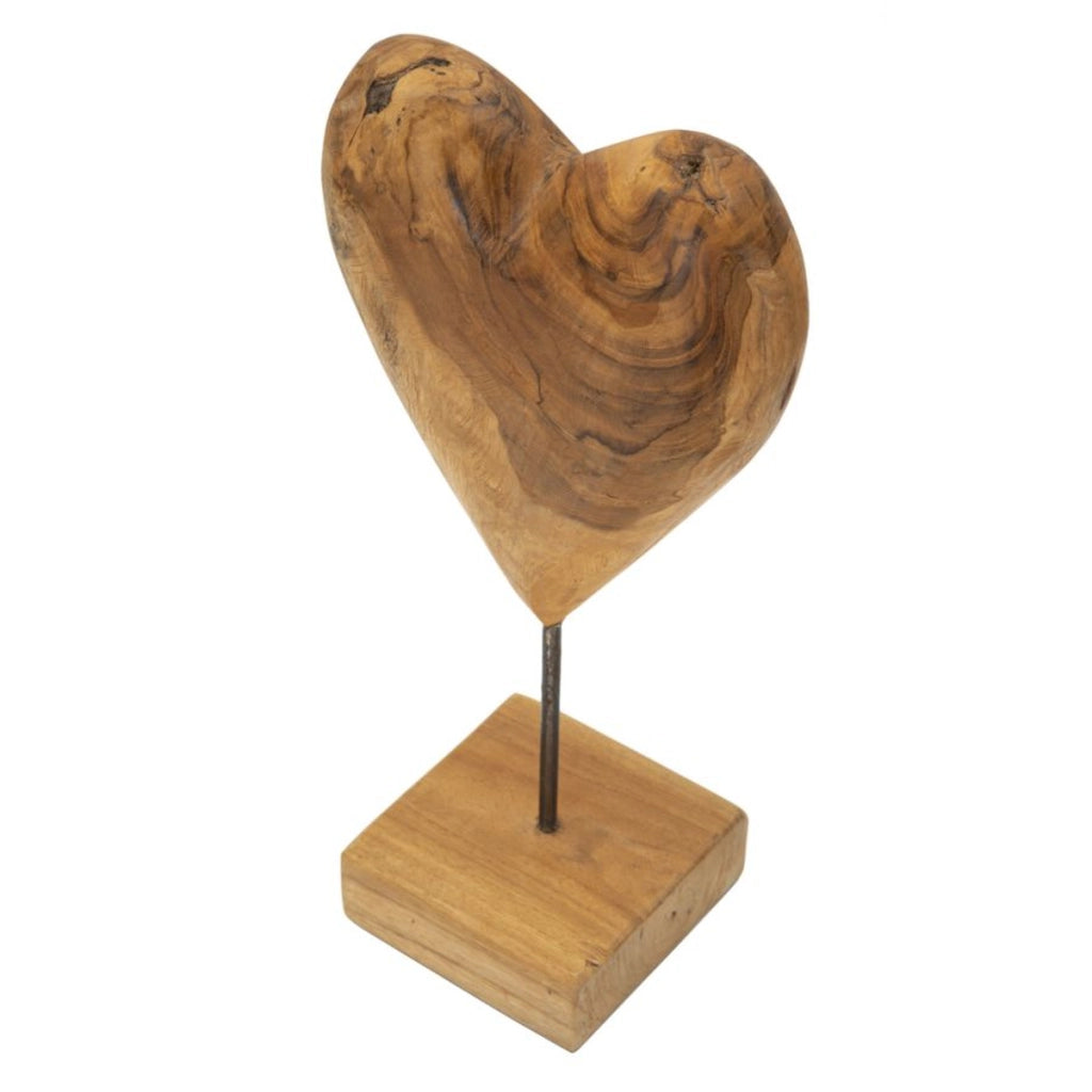 Scultura Cuore 6, Marrone, Legno, 20x12x37 cm