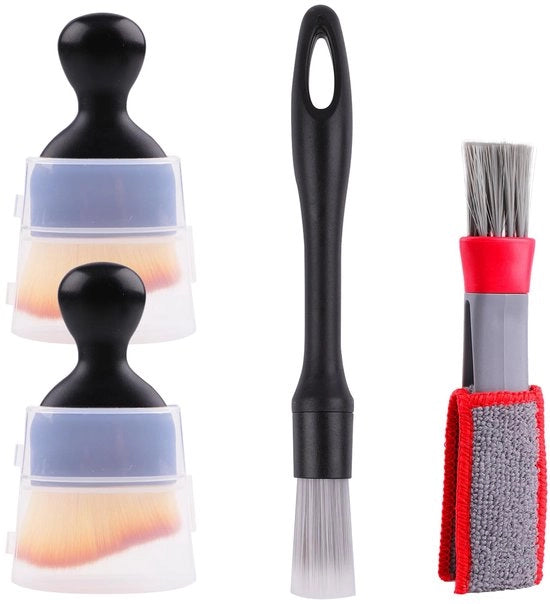 Set di spazzole di pulizia del veicolo, 4 pezzi di spazzola per autodetailing, spazzola di pulizia del veicolo, spazzola morbida a setole, spazzola interiore del veicolo, strumento di pulizia interiore del veicolo per l'uscita di scarico del cruscotto