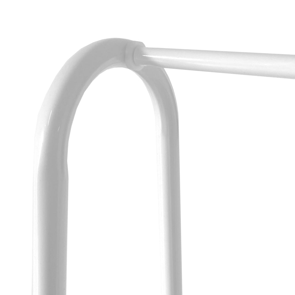 Appendiabiti a forma di asino in metallo Premium ad angolo Nyana Home 151x60x34 cm, 1 ripiano sospeso, 1 ripiano inferiore Bianco.