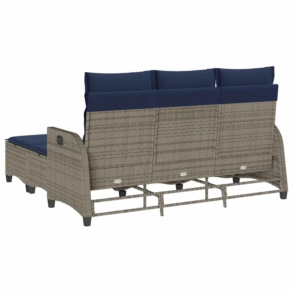 Set Divani da Giardino 3 pz con Cuscini a Forma di L Polyrattan