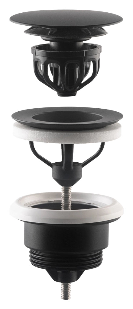 Piletta universale clic clac in ottone nero opaco per lavabo e bidet TEA