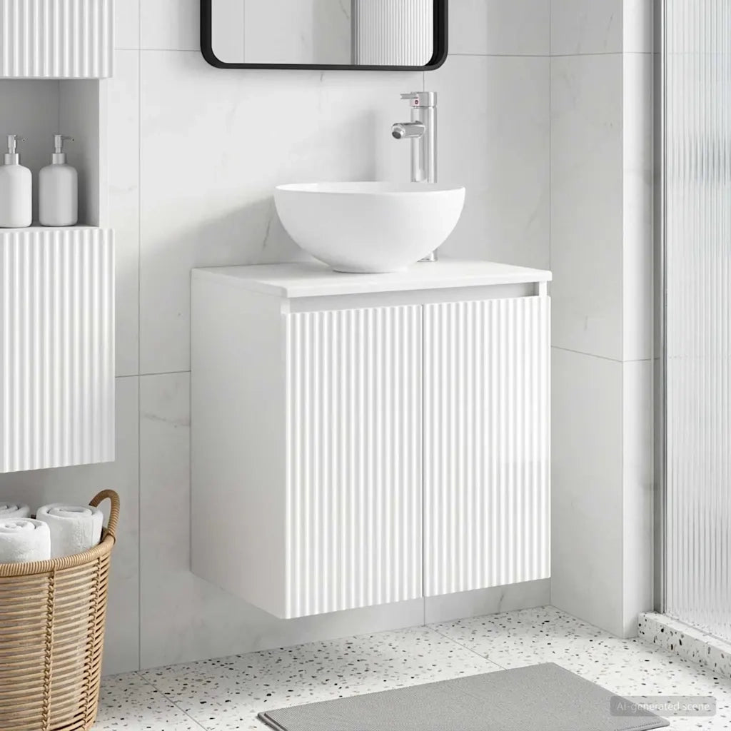 Mobile Lavabo da Parete Bianco Lucido 49,5 x 35 x 63 cm 890386