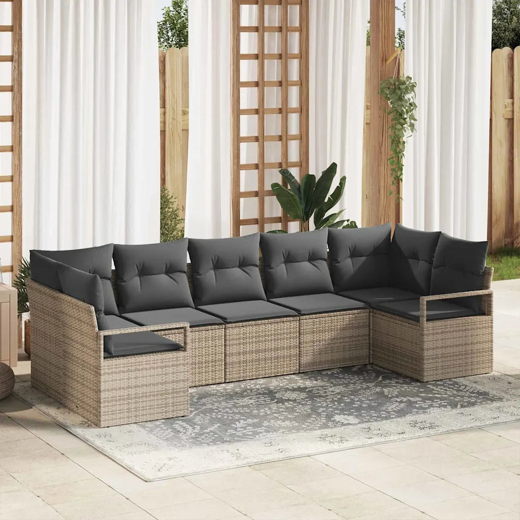 Set Divano da Giardino con cuscino 7 pcs Grigio polyrattan 3355198
