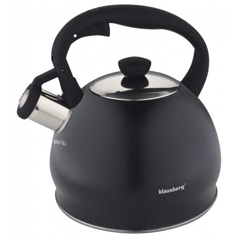 Klausberg KB-7428 Bollitore a fischio in acciaio inossidabile nero opaco da 2 litri