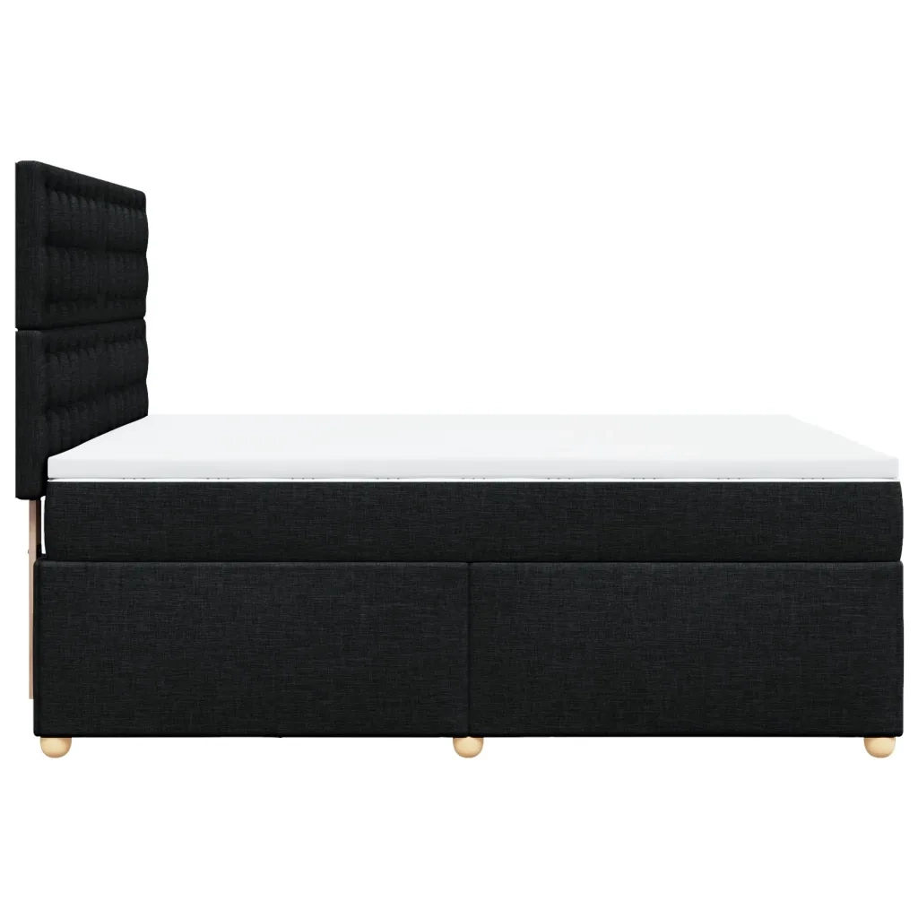 Giroletto a Molle con Materasso Nero 140x190 cm in Tessuto