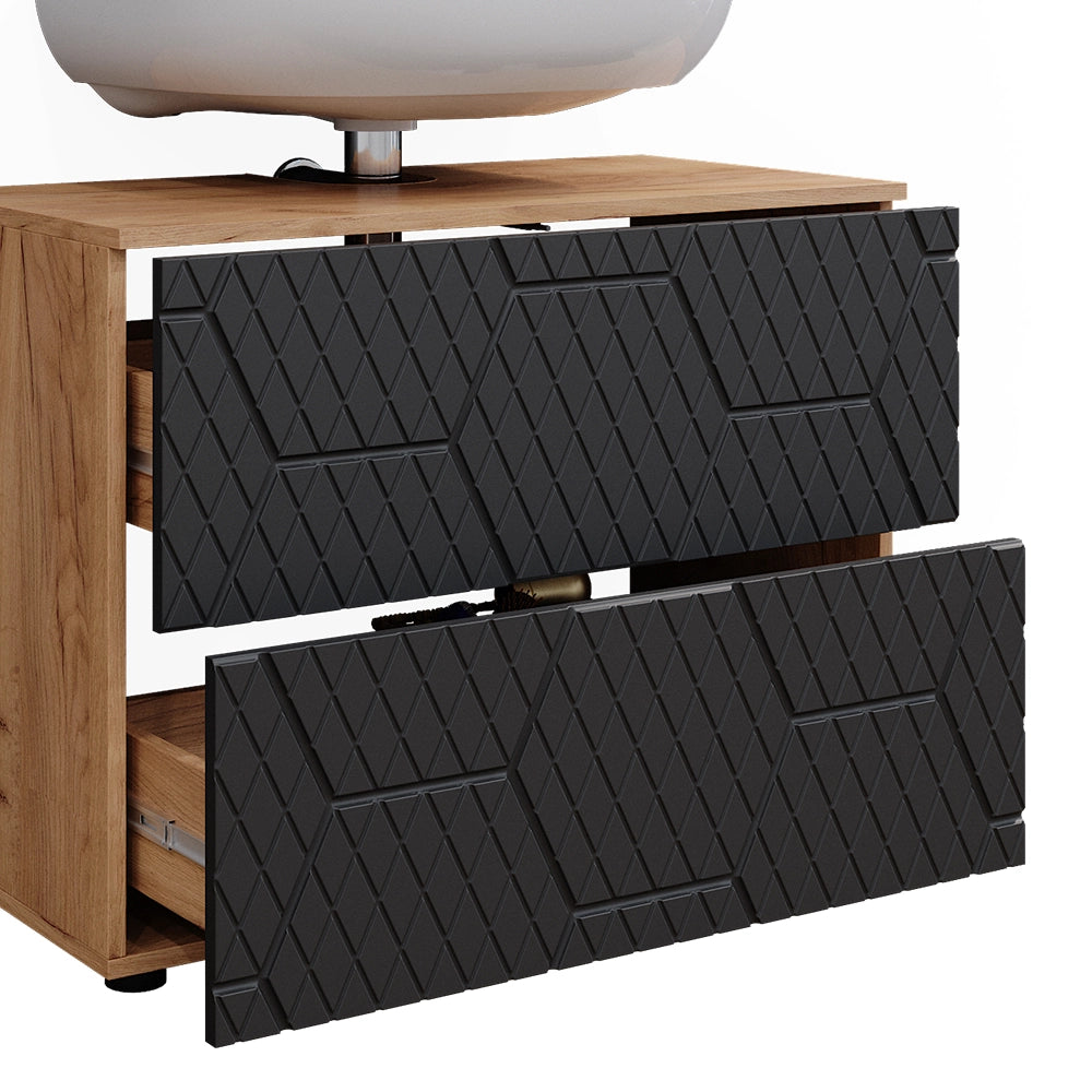 Vicco Set mobili bagno Antracite con struttura a nido d'ape 3 pezzi, con cabinet midi