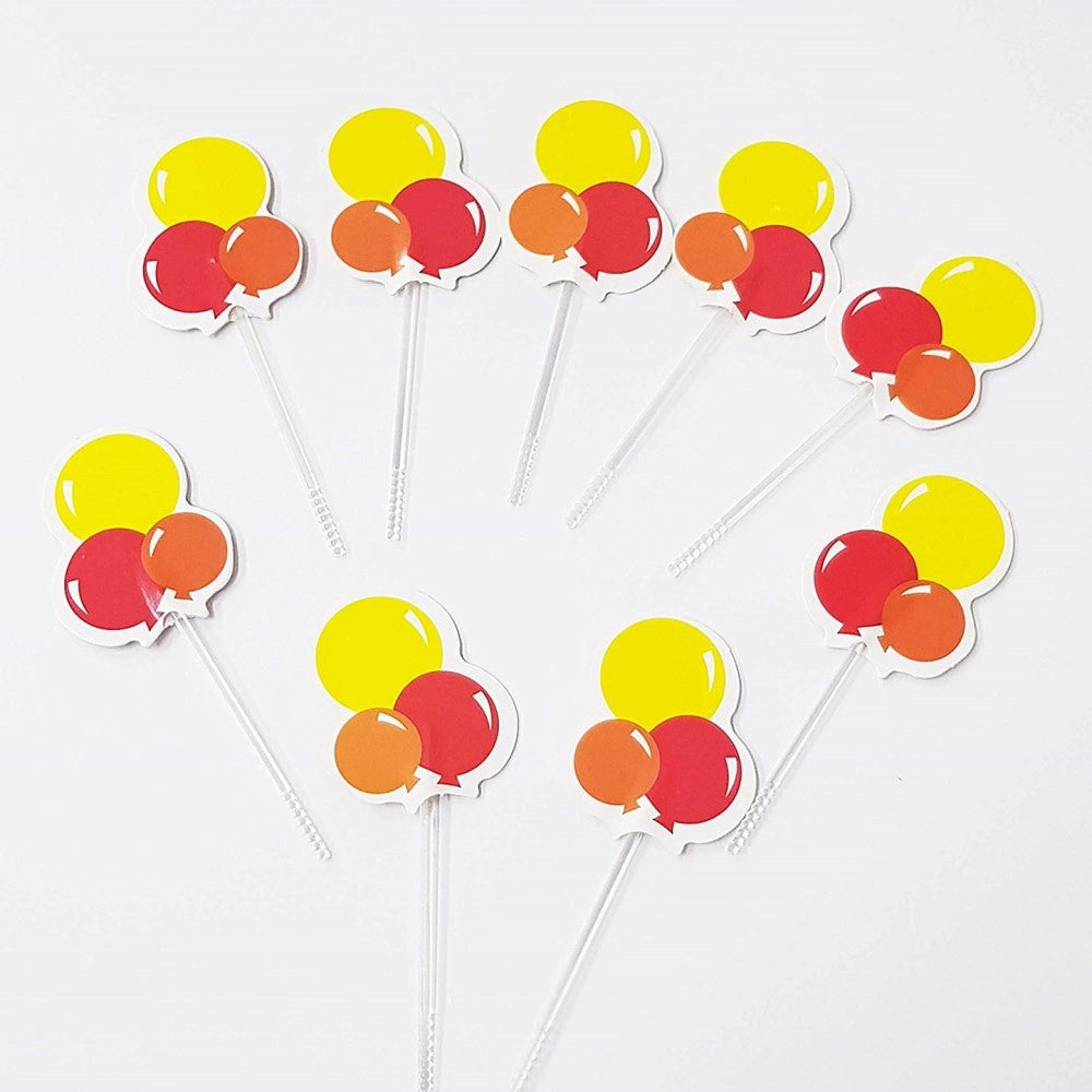 Trade Shop - Set 24 Pezzi Stuzzicadenti Per Festa Palloncini Colorati Per Cupcake Colorati -