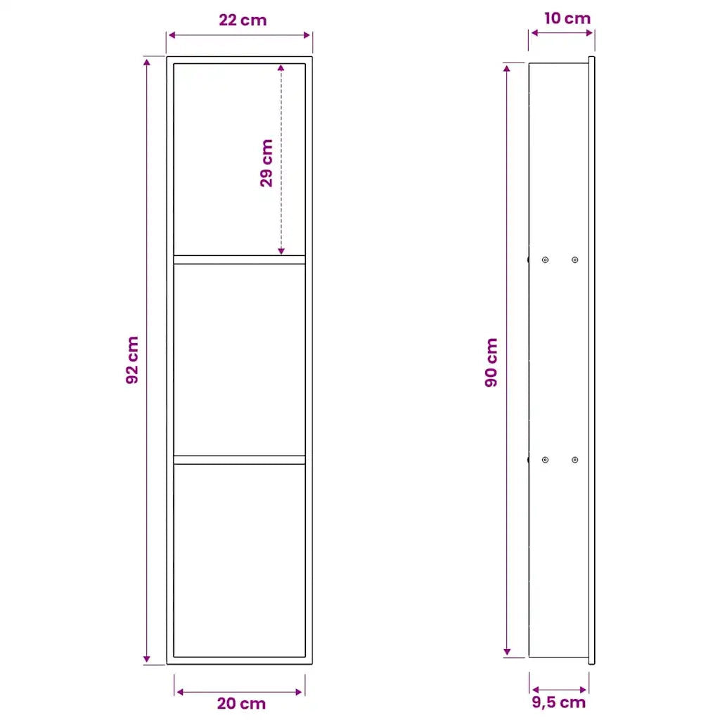 Nicchia per doccia Argento 90 x 20 x 9,5 cm CFW3340496